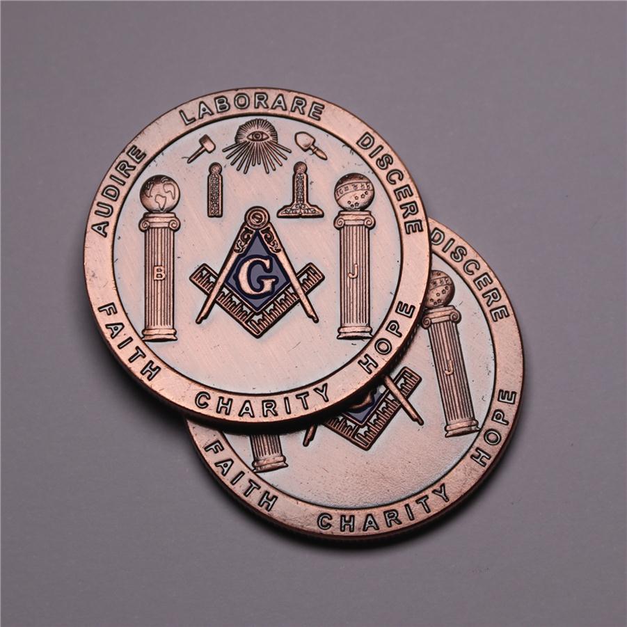 

Home Decoration Crafts Faith charity audire laborare discere hope mason Challenge Coin Fraternity Masonic BronzeCoin266K