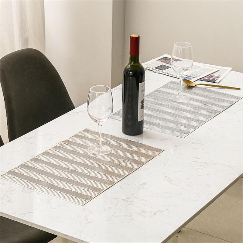 

Mats & Pads 4 Pieces/Bag Hollow PVC Placemat Combined Non-slip Gold Silver Place Heat Insulation Table Pad
