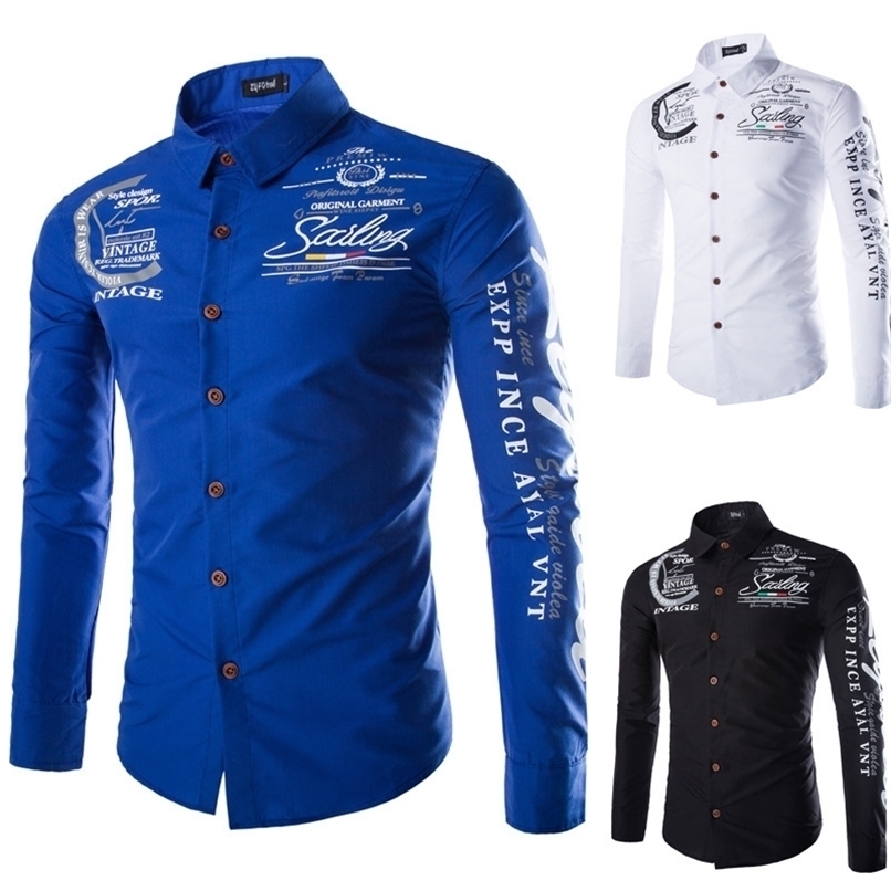 

ZOGAA Men' Long Sleeves Slim Fashionable Shirts 220322, Black