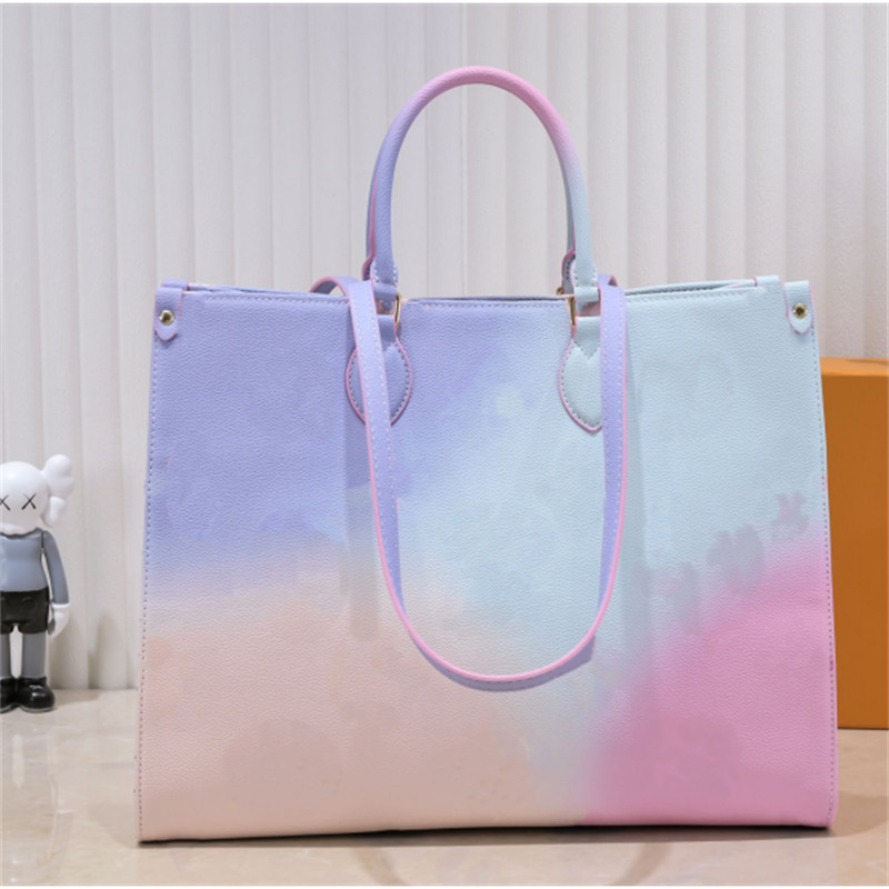 

Designer bag Onthego Tote Sunrise Pastel Purse Monograms Pattern Handle Bags Luxury Handbag Women CrossBody On The Go SPRING IN THE CITY, Pink size 41cm