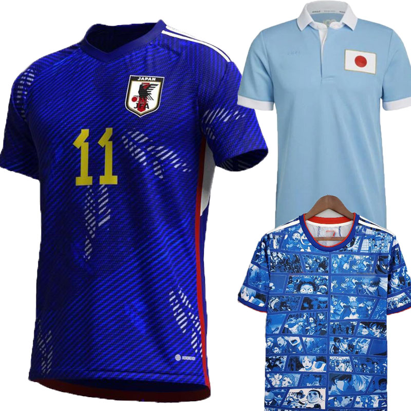 

Japan 2022 Soccer Jersey home blue Cartoon Captain TSUBASA 2023 ATOM Japanese 22 23 Football Shirt HONDA KAGAWA OKAZAKI men set kids kit Player Fans women girls top, Home adult