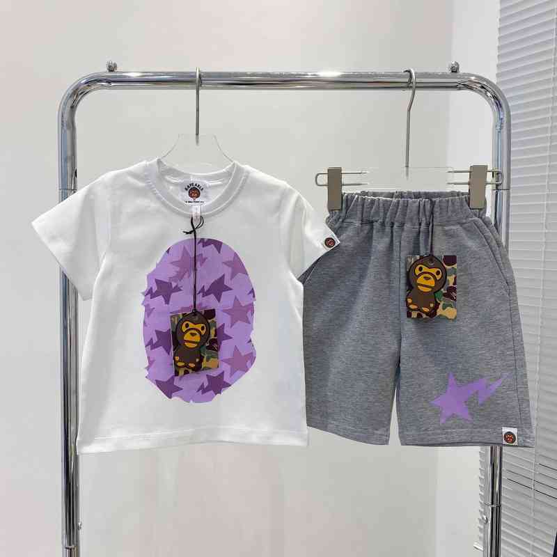 summer children's suit pure cotton short sleeved shorts chaopai ape casual breathable x2517-image-764652655