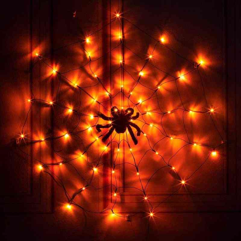 

Halloween LED Spider Cobweb Bar Haunted Ho Lights Web for Party Yard 11.8FT Diameter Waterproof Decorations T220801