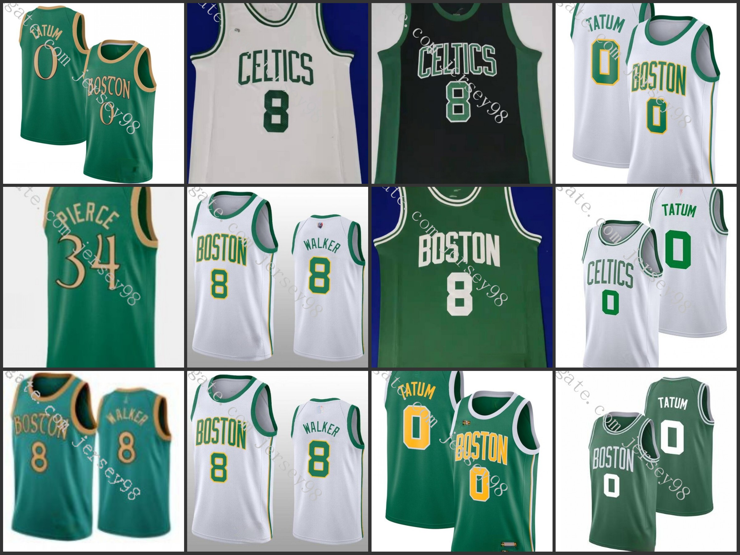 

Boston''Celtics''men 0''Jayson Tatum 8''Kemba Walker 6''Bill Russell 34''Paul Pierce Basketball''jerseys, 15