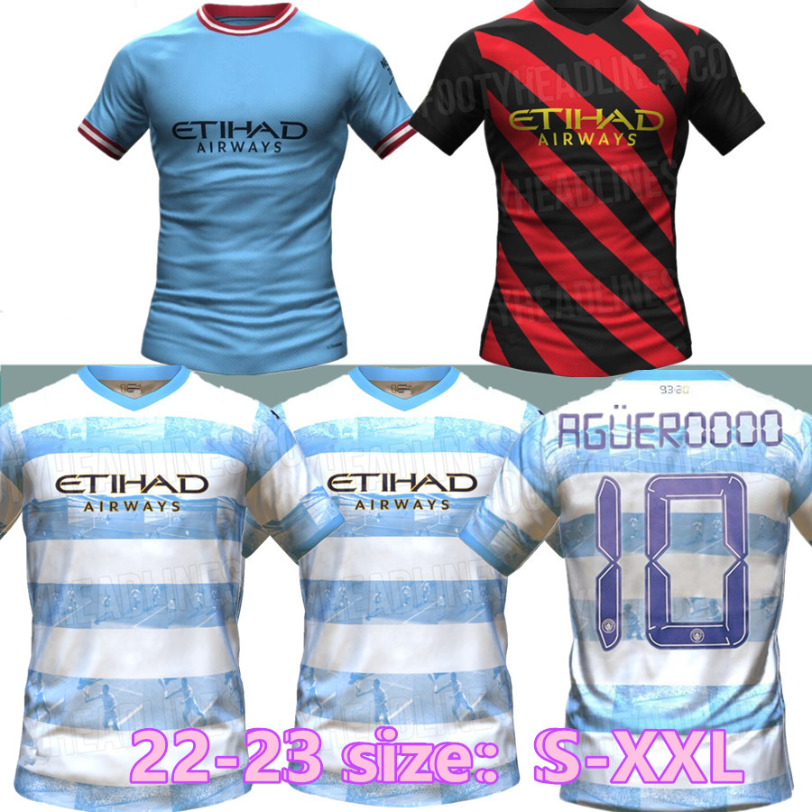 

HAALAND 2022 2023 Agueroooo Manchester fans GREALISH soccer jersey 21 22 23 STERLING FERRAN DE BRUYNE FODEN football shirts men kit sets uni, 22-23 away