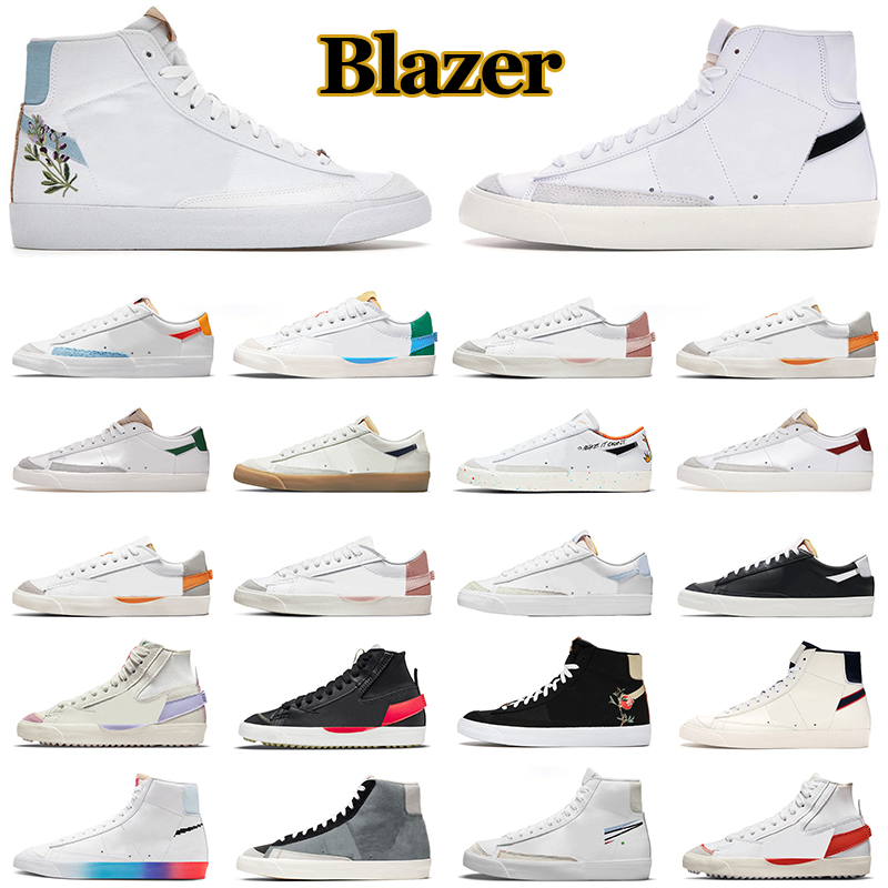 

Blazer Mid 77 Vintage Blazers High Low Men Women Designer Casual Shoes Jumbo Black White Multi Color Indigo Pine Green Mens Trainers Outdoor Sports Sneakers, Mleaf green