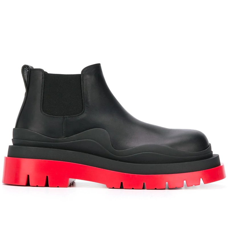 

Mens Platform Chelsea Boots Thick Bottom Genuine Leather Ankle Boots Round Toe Male Footwear P25D50