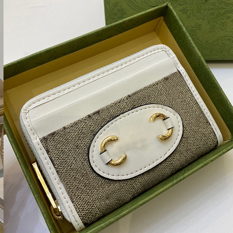 

Leather Coin Purses Canvas Card Holders Fashion Unisex Wallets Cowhide Twist Lock Hardware High Quality Short Square Zipper Clutch Purse Notes Pocket, White