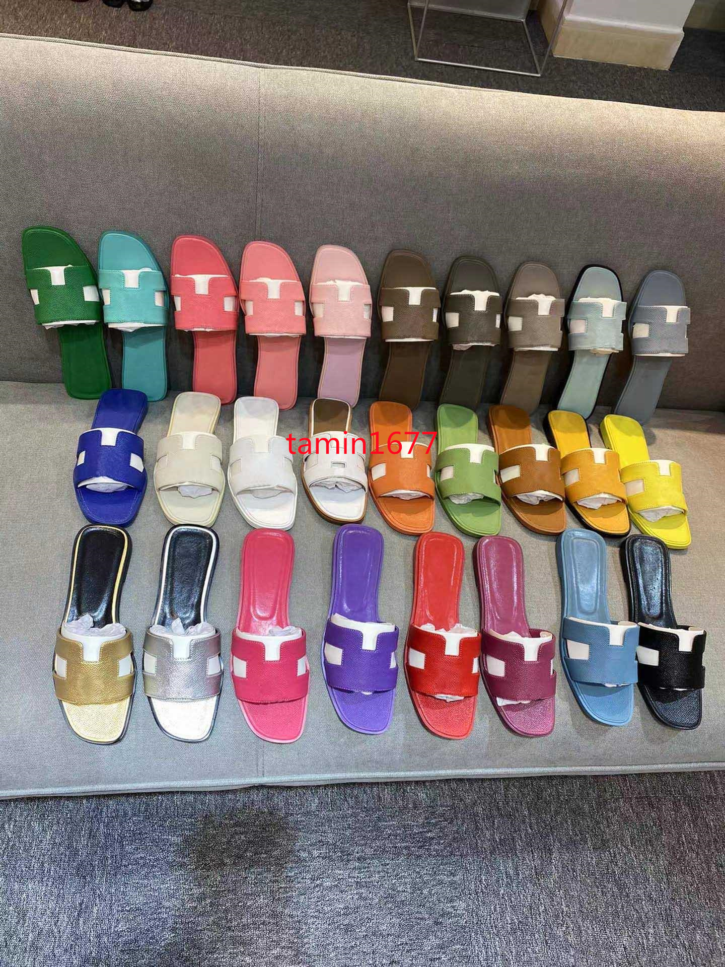 

2022 Classics Woman shoes High Quality slipper Leather Flat Sandals Fashion Designers Slides Slide Rubber Ladies Beach oran sandal Women Slippers sandals, Box