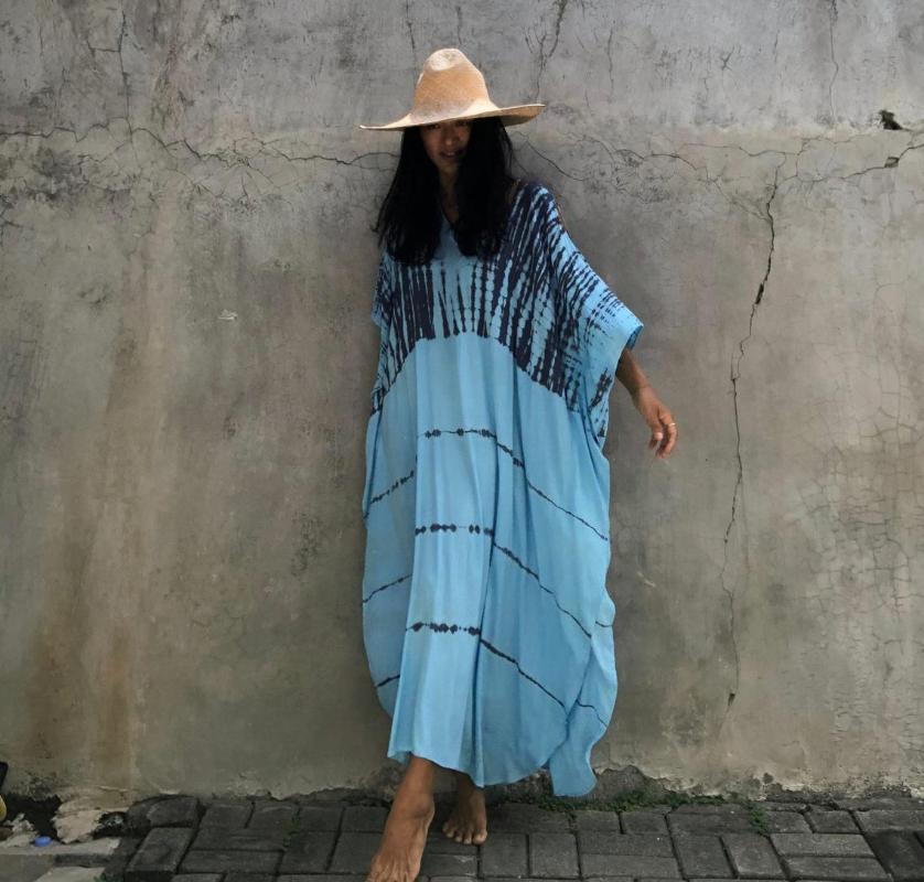 

Women's Swimwear Swim Cover Up Dresses Women Sunmmer Beachwear Elegant Dress Swimsuit Bathing Suit Ups Tunics Beach Printed Robe De PraiaWom, Blue