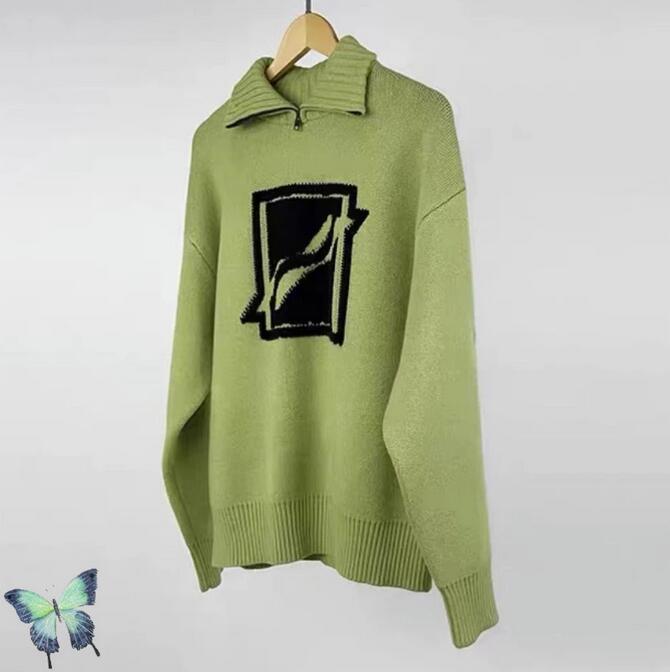 

Sweater 2022 High Stand Collar Oversize Knit Zip Pullover Long Sleeve Sweater