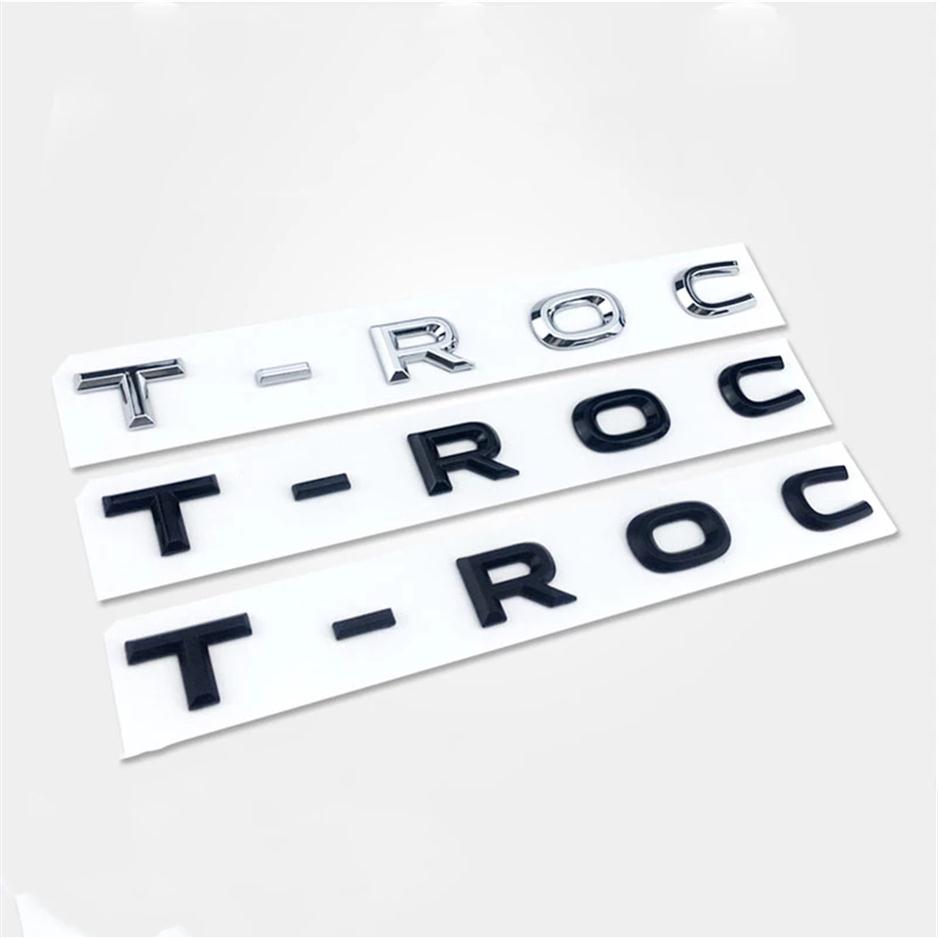 

New 3D Font Letters Emblem for T-ROC Car Styling Refitting Middle Trunk Logo Badge Sticker Chrome Matte Black Glossy Black342c, Colour