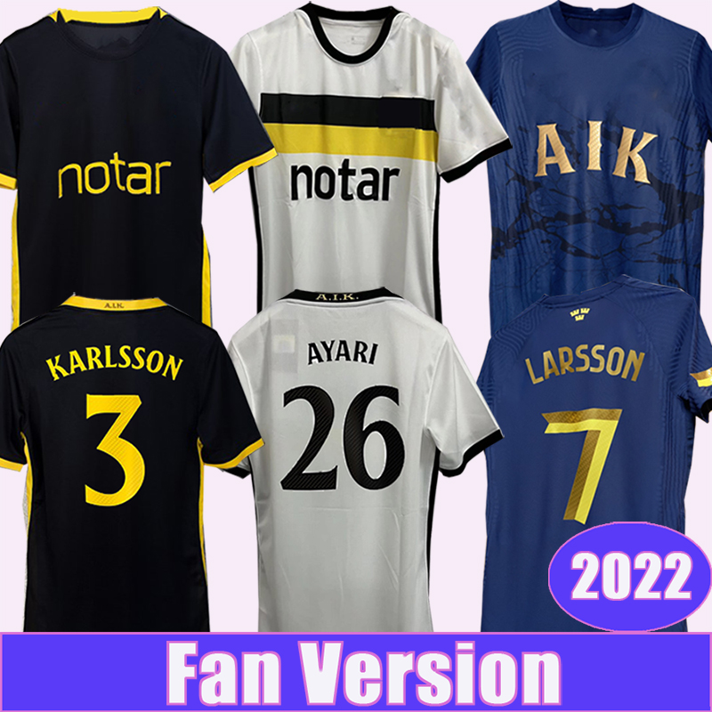 

2022 AIK Royal Edition Mens Soccer Jerseys Home Away LARSSON KARLSSON HUSSEIN AYARI 131Th Commemorative Edition Football Shirt Adult Short Sleeve, Qm9201 2022 home no patch