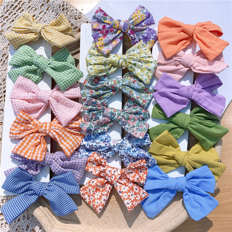 

Nieuwe Koreaanse Verse Eenvoudige Plaid Bloemen Stof Boog Eendenbek Clip Mode Mooi Meisje Kinderen Haarspelden Haaraccessoires L220729, 22