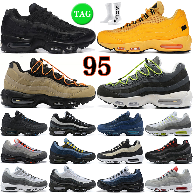 

95 mens running shoes 95s des chaussure og neon triple black white grey red greedy volt khaki walking jogging men women outdoor sports trainers sneakers, 36-46 triple black