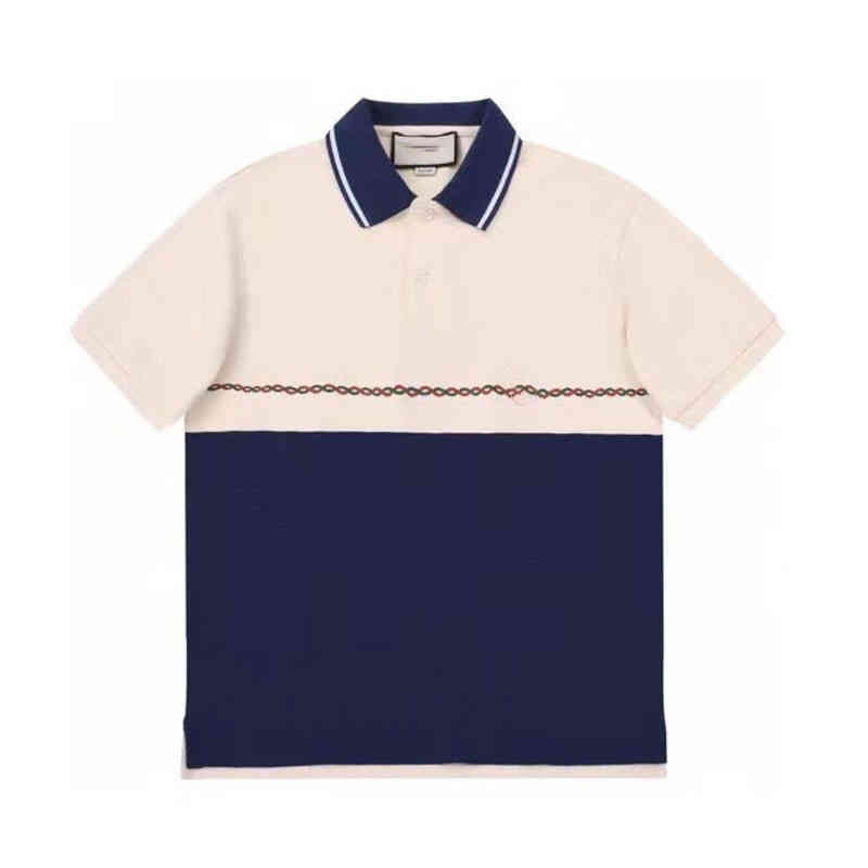 

Summer new men's polo shirt chest double G red and green twist embroidery classic short-sleeved T-shirt fashion G22ucci breathable golf sweatshirt, Apricot