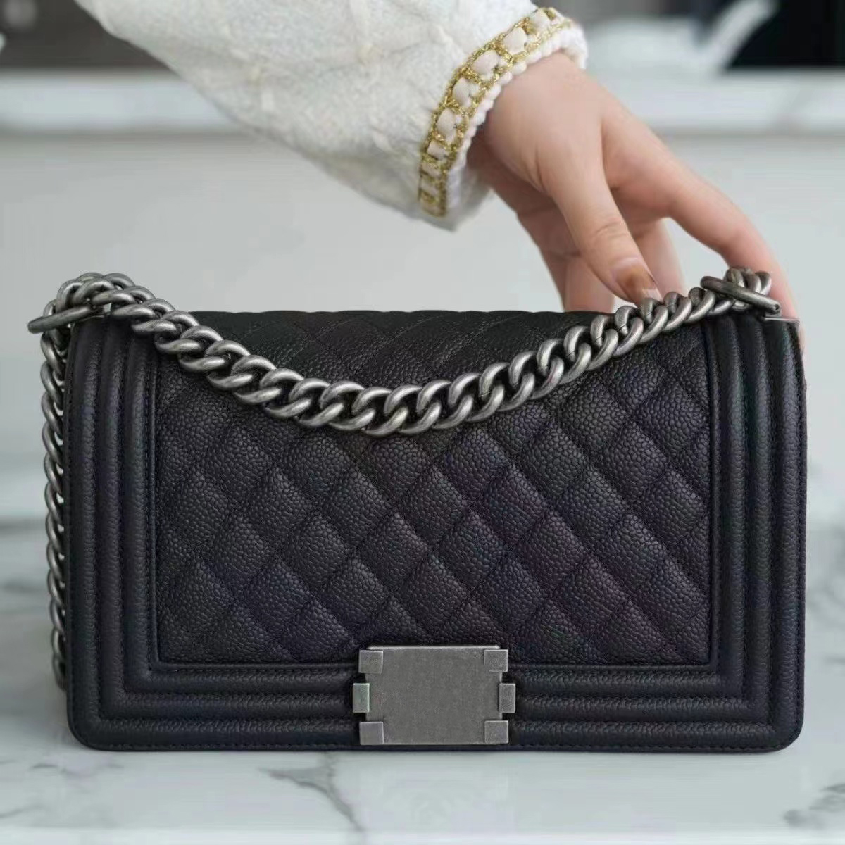 

Classic bag spicy mom small fragrance one shoulder diagonal cross Ling lattice sheepskin gilt gold and silver buckle women's famous brand bag, Make up the difference