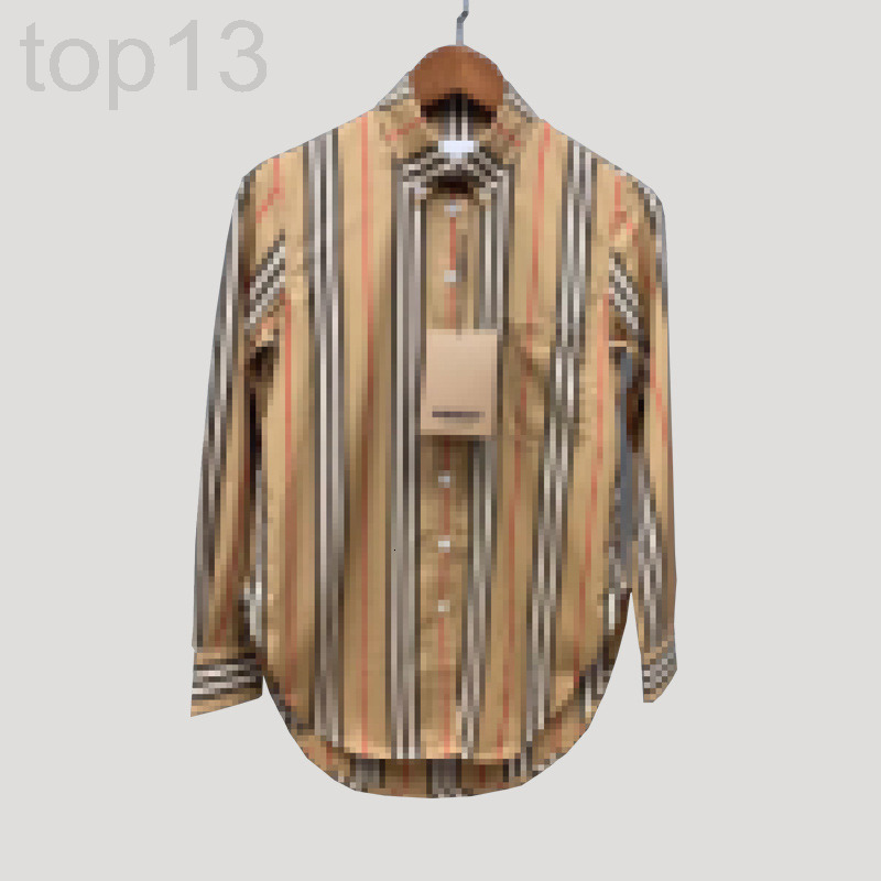 

Women's Blouses & Shirts designer 22 spring and summer Bi family women's long sleeve vertical stripe shirt loose fashion poplin cotton Lapel thin, 2# packing bag