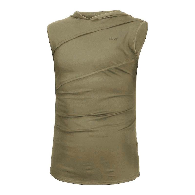 

Men' T-Shirts Striped Patchwork Contrast Men Hooded Jacket Splicing Hoodie Vest Sleeveless Blouse Shirt, Army green