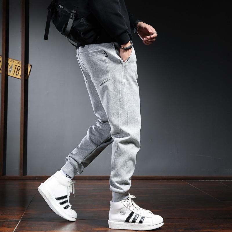 

Men's Pants Fashion Casual Sweatpants Men Gray Baggy Sweat Streetwear Sports Running Drawstring Male Gym Jogging Tracksuit Trousers, Black