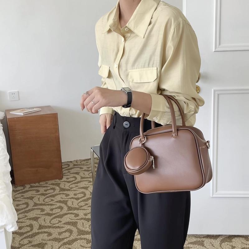 

Shoulder Bags Fashion Handbags For Women Korean Style Retro Camera Bag PU Soft Leather Female Casual Simple Zipper Crossbody, Black