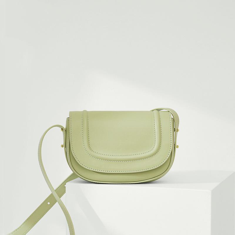 

Evening Bags OUSSON Design Small Square Leather Crossbody Bag Exquisite Female Retro Semicircle One Shoulder Handbag, Black