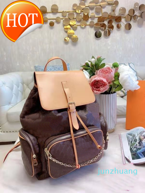 

Designer- Leather Women Backpack Style Leisure Soft Large Capacity Backpacks High Quality Fashion Female Packa LVS, Brown