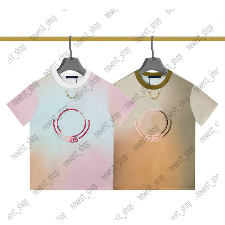

22SS paris Men Designers t shirts luxury T-Shirts summer mens gradient print t shirt fashion chain printing tshirt unsex casual cotton tee