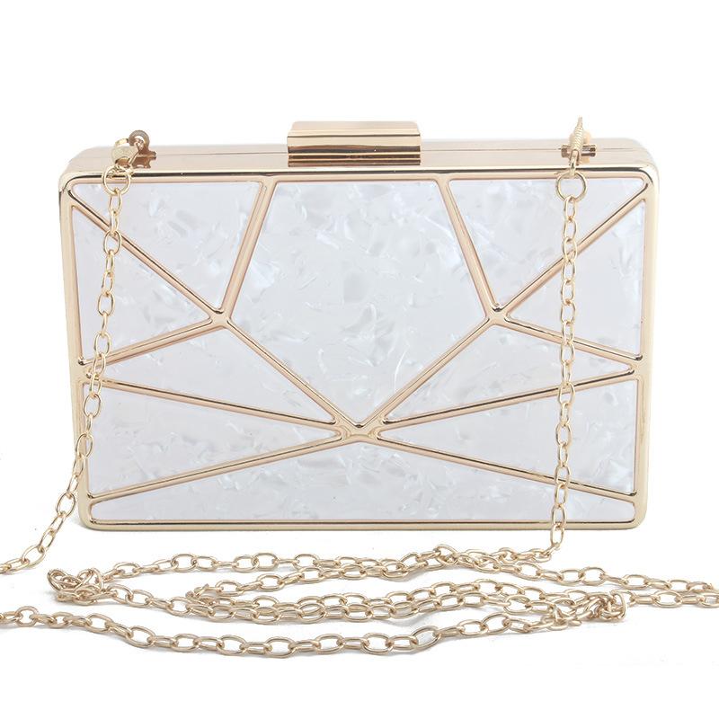 

Evening Bags Trendy Personality Female Black Handbag Women Square Acrylic Stitching Banquet Brown Fashion Clutch Purse Chain Phone BagEvenin, Color same as pictur