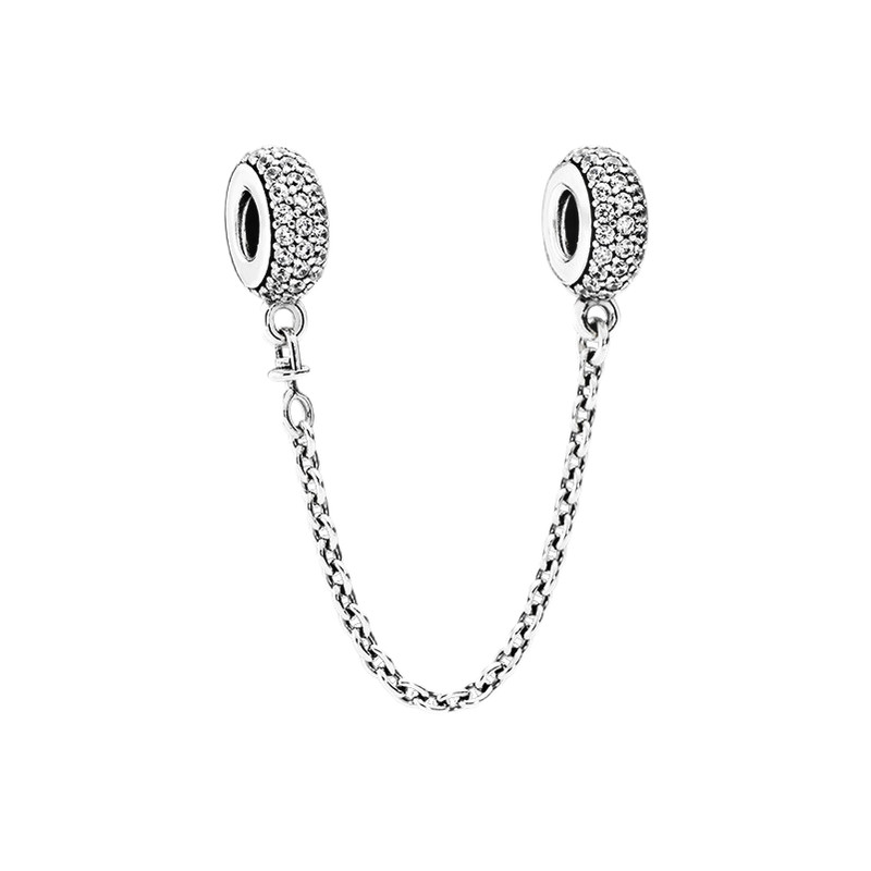

925 Sterling Silver Pendant Charms for Pandora Original box Heart Safety Chain Butterfly European Bead Charms Bracelet Necklace jewelry
