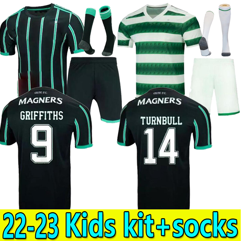 

Kids kit socks full 22 23 Celtic AWAY AJETI TURNBULL soccer jerseys KYOGO 2022 2023 home EDOUARD JOHNSTON GRIFFITHS McGREGOR Maillots de football Shirts uniforms, 22/23 home kids