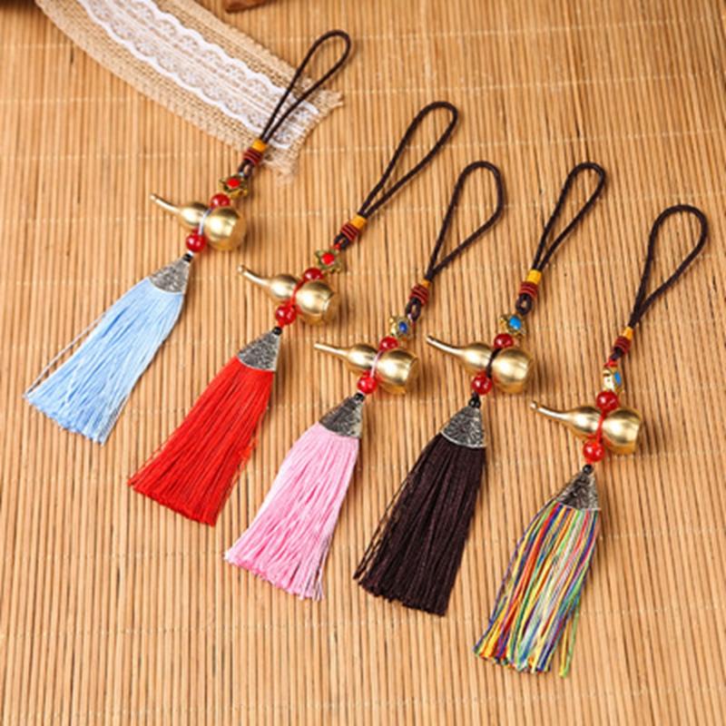 

Interior Decorations Tassel Copper Gourd Bag Hanging Chinese Style Colorful Keychain Accessories Car Pendant Jewelry Small Gift PendantInter