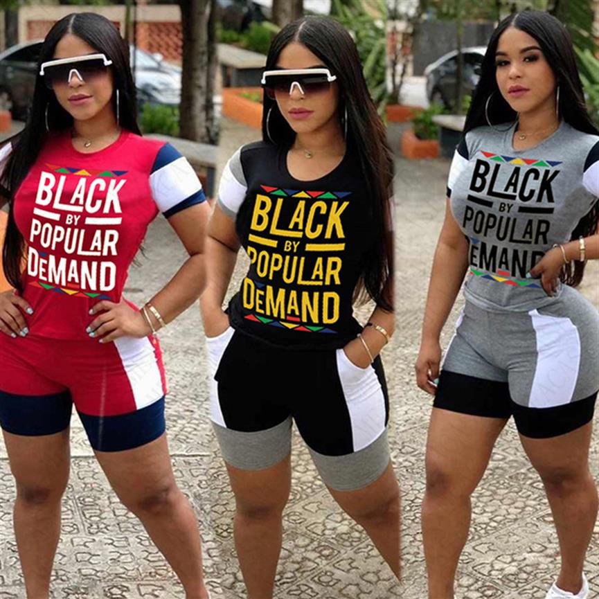 

BLACK BY POPULAR DEMAND Women Tracksuit Short Sleeves T Shirt Shorts Two Pieces Sets Outfits Fashion Casual Sport Suit D61815259H, Random colors or remarks