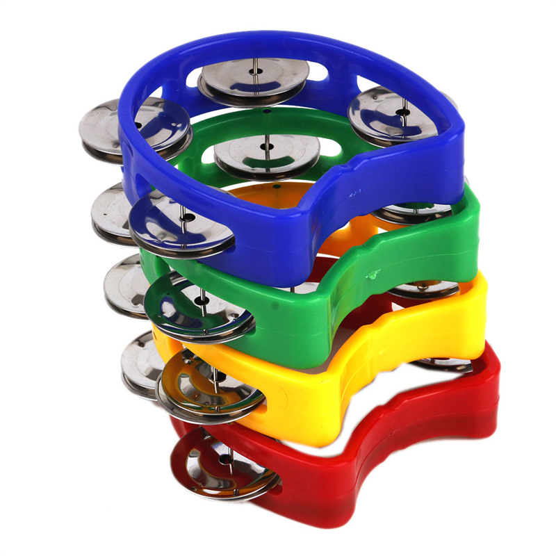

Musical Instrument Hand Tambourine Metal Bell Jingles Plastic Rattle Ball Percussion For Kid Game Toy