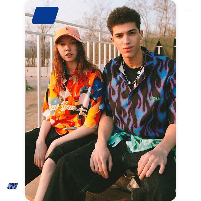 

Streetwear Shirts Men HipHop Oversized Printed Short Sleeve Casual Tops Men, Blue