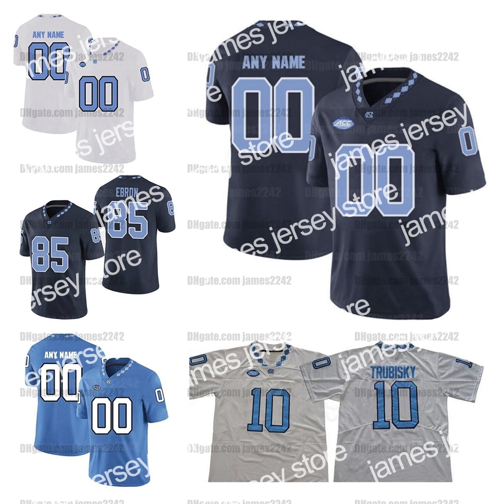 

New Custom UNC Football Jersey Brown Surratt Downs Simmons Newsome Howell Williams Gemmel Vohasek Walston Fox Stitched White Blue Top Quality
