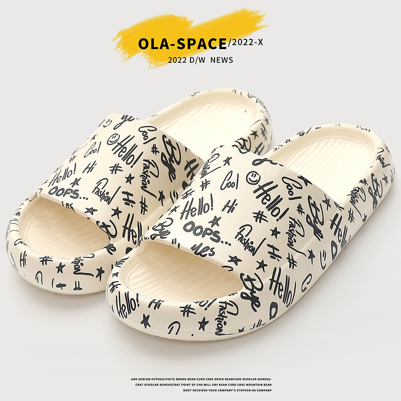 

Slippers Graffiti Women Summer Slides Cartoon Shoes EVA Outdoor Soft Thick Soled Non-slip Pool Indoor Home 220826, Light green