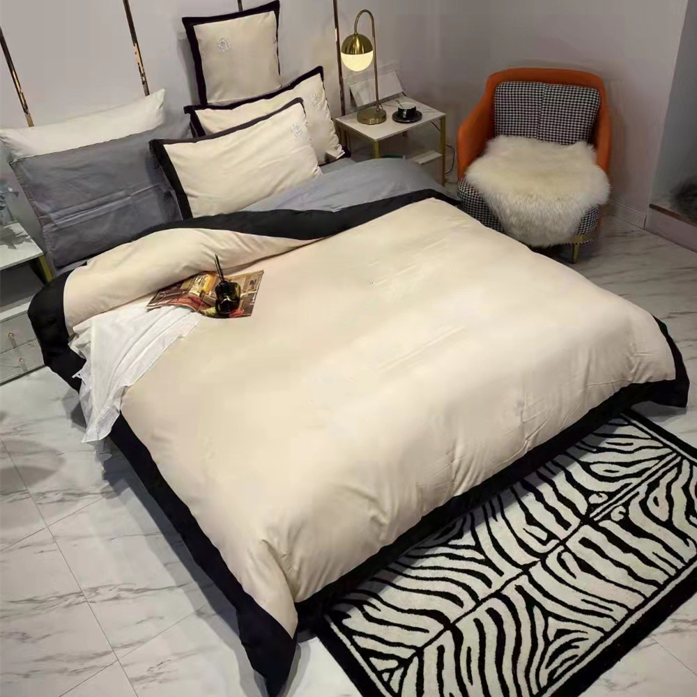 Chic Bedding Sets Queen Size Duvet Cover Flat Sheet Pillowcase Strip Printed Pattern Quilted Comforter Cover-image-756890182