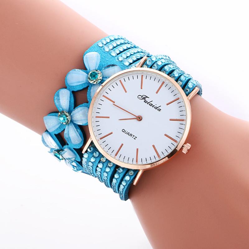 

Wristwatches 100pcs/lot Fulaida Big Flower Crystal Bracelet Watch Wrap Around Women Watches Cretive Lady WristwatchesWristwatches, Brown