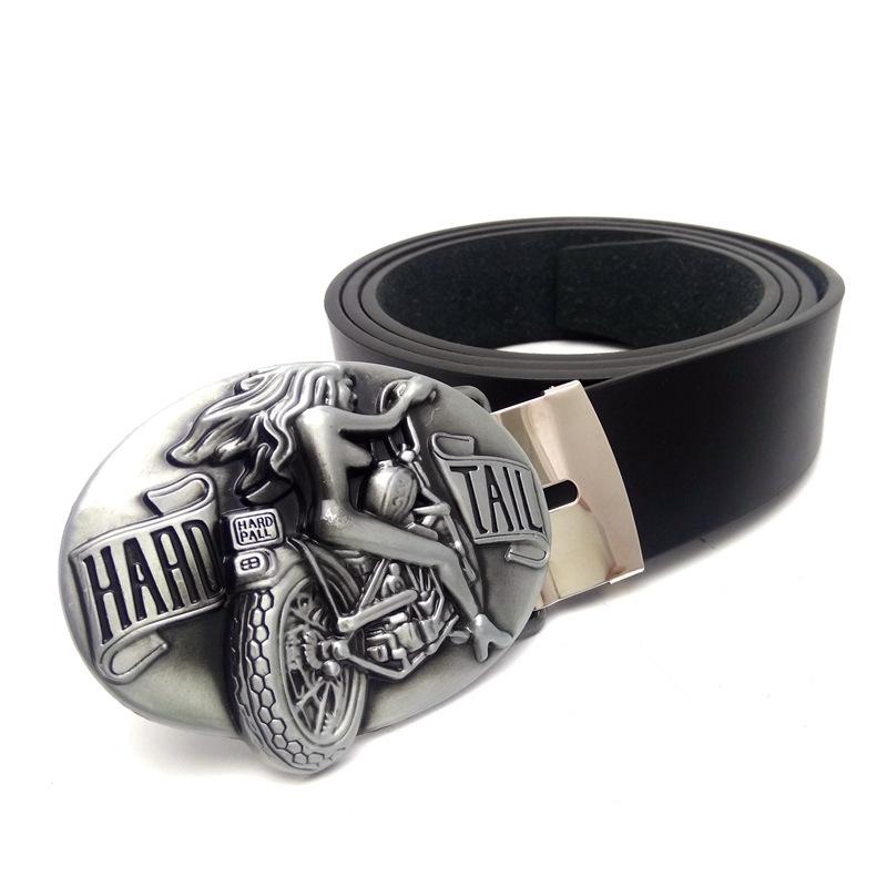 

Belts Mens Big Buckle For Men Hard Tail Motorcycle Vintage Belt Metal Black PU Leather Cinto Masculino Couro