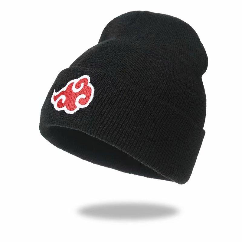 

Berets Beanie Anime Red Cloud Embroidery Skullies Man's Cap For Female Knitted Hats Winter Autumn Warmeradies Zzm043Berets, Black