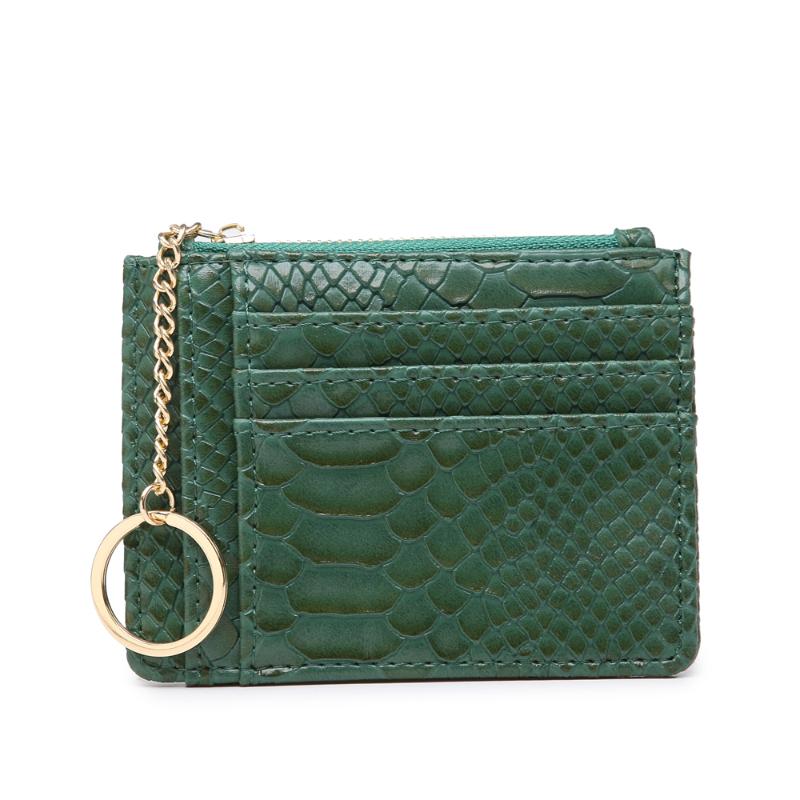 

Card Holders Snake Skin Zipper Holder Slim Luxury Design Pocket Wallet Coin Purse With A Key RingCard, Green