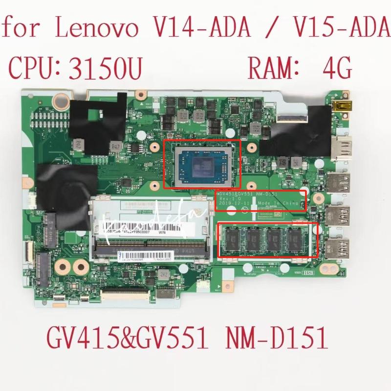 

Motherboards GV451 GV551 NM-D151 Mainboard For Lenovo V14-ADA /V15-ADA Laptop Motherboard CPU:3150U RAM:4G FRU:5B20S44347 5B20S44348