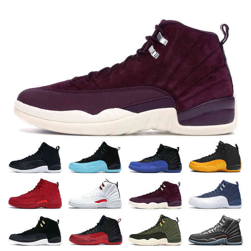 

TopQuality Men Jordns Basketball Shoes 12 12s Sneakers Twist Utility Flu Game Dark Grey Outdoor Black Gym Red Reverse Taxi Gamma Blue Big, 27 reverse flu game 2