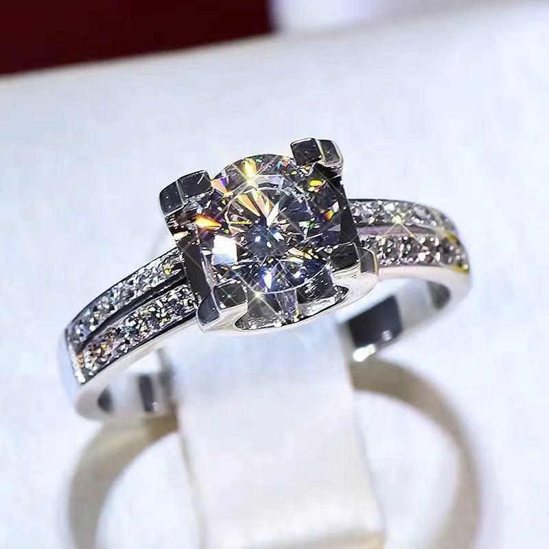Cluster Rings 100% Real 925 Silver Ring For Women Natural Moissanite Jewelry Gemstone Anillos De Bizuteria Tension Setting Diamond RingClust