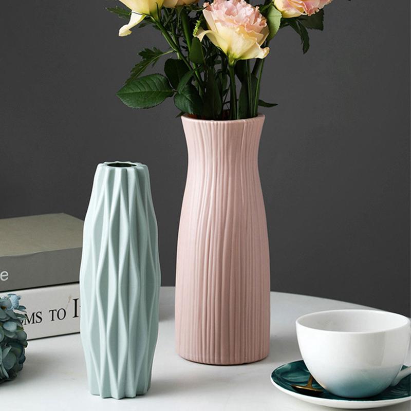 

Vases Zerolife Nordic Style Plastic Vase Ornaments Flower Arrangement Dried Creative Art Home Living Room Desktop Decor