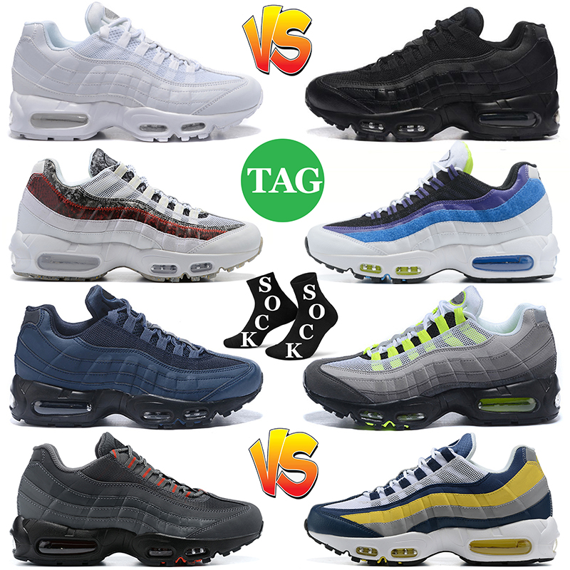 

95 running shoes for men women 95s triple black white OG Neon Greedy Speed-Lacing Cork Mens Trainers Sports Sneakers Outdoor, 40-46 black volt