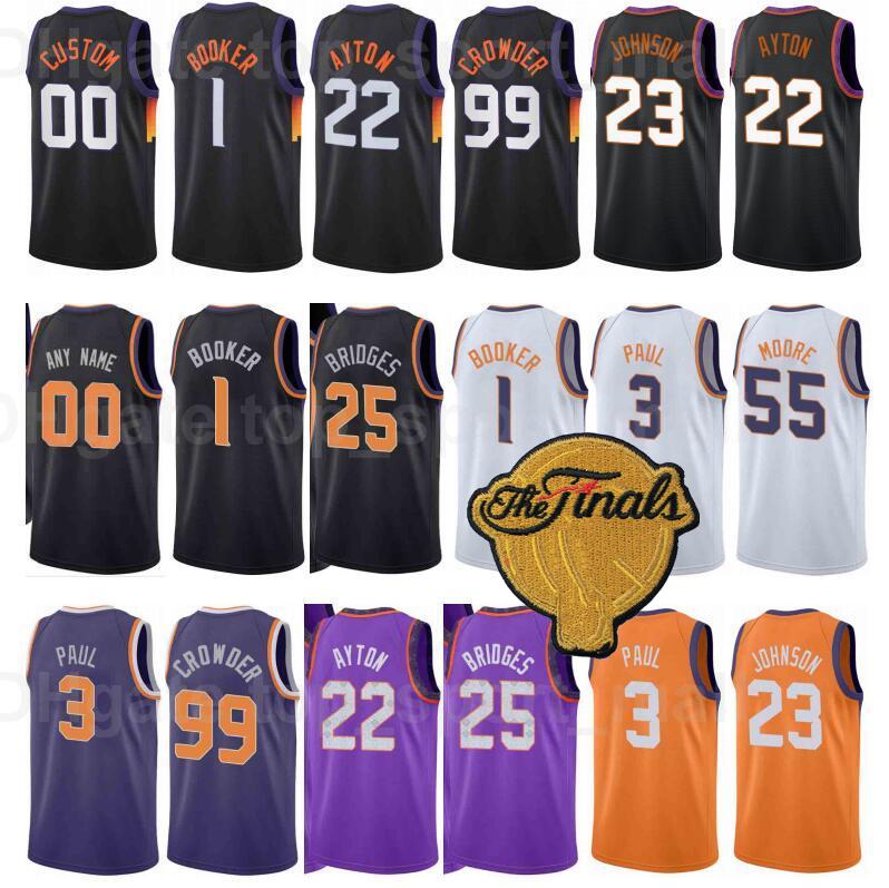 

Screen Printed Basketball Jae Crowder Jersey Devin Booker 1 DeAndre Ayton 22 Mikal Bridges 25 Chris Paul 3 Cameron Johnson 23 Payne Valley D, Finals white