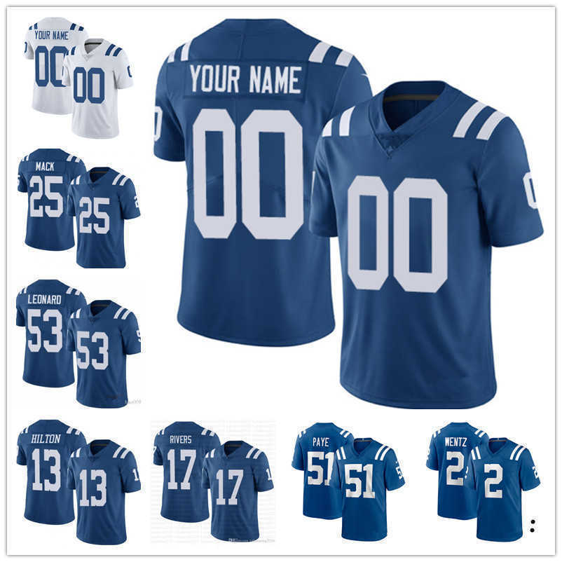 

custom Indianapolis''Colts''2 Matt Ryan 18 Peyton Manning 13 T.Y. Hilton 53 Darius Leonar 28 Jonathan Taylor 56 Quenton Nelson Football Jerseys, Colour