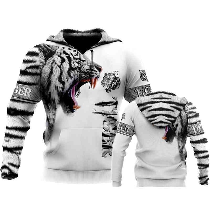 

Autumn White Tiger Skin Hoodies Men 3d All Over Print Couple Sweatshirts Unisex Pullover Casual Jacket Hooded Teens Clothes